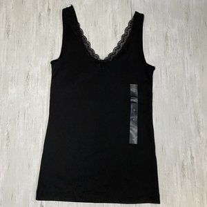 Banana Republic Black V-neck Lace Trim Tank